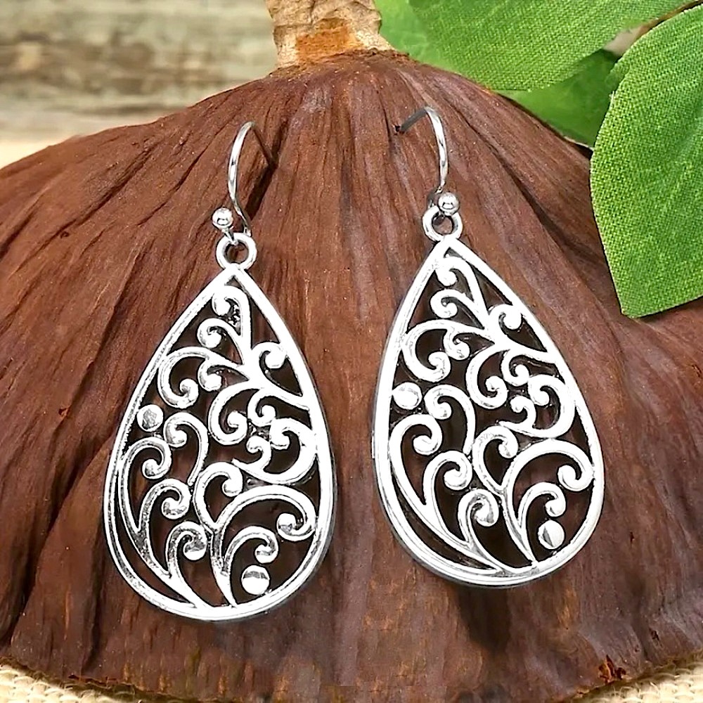 New 16 Pair antique silver tone earrings bundle RESTOCKED - Picture 8 of 9